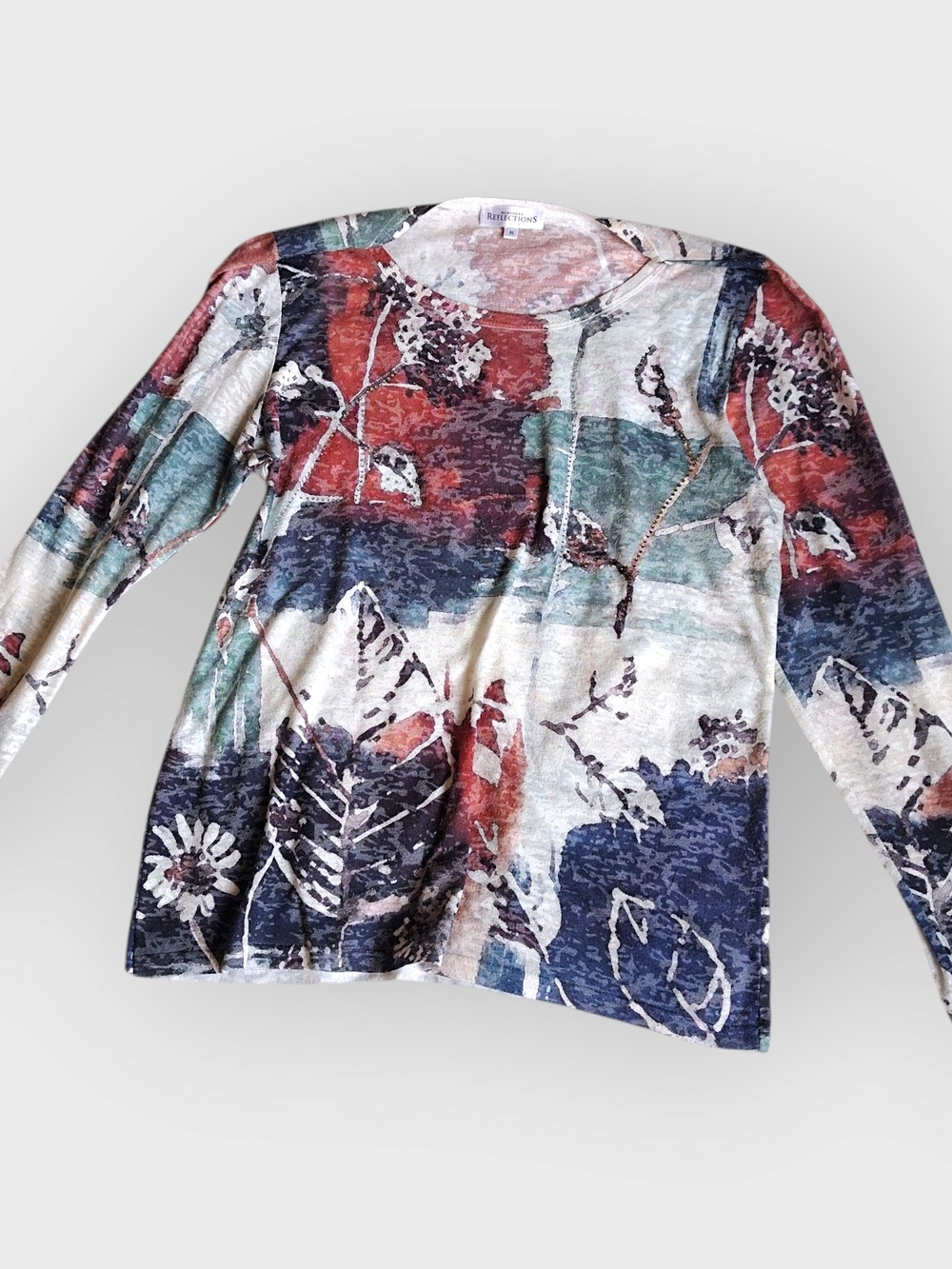 Northern Reflections Floral Print Long Sleeve Top in Pink and Cream